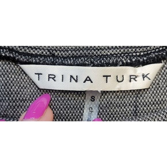 🖤 Trina Turk Stretch Jersey Sweatshirt Sweater – Women’s S – Gray/Black/White - Picture 7 of 10